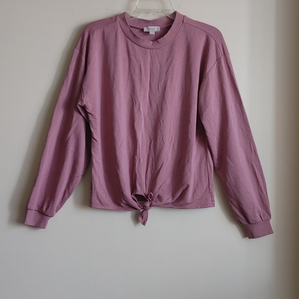LOFT Tie Front Sweatshirt Pink Dusty Rose Small